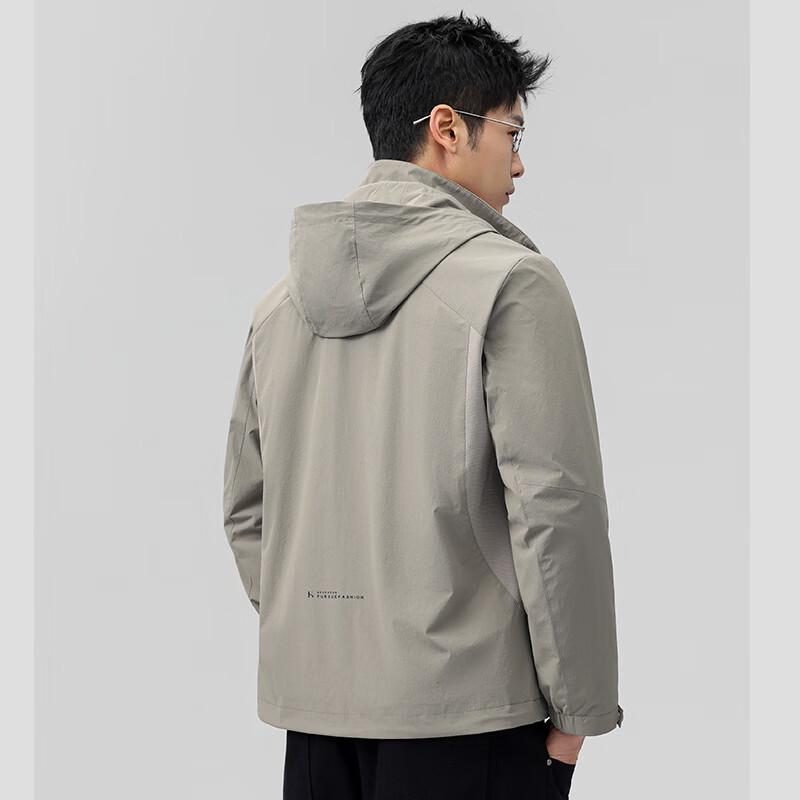 Men's Casual Hooded Jacket with Detachable Hood