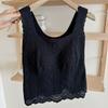 French lace autumn and winter sling vest with no bra inside, one-piece warm and thin bottoming top