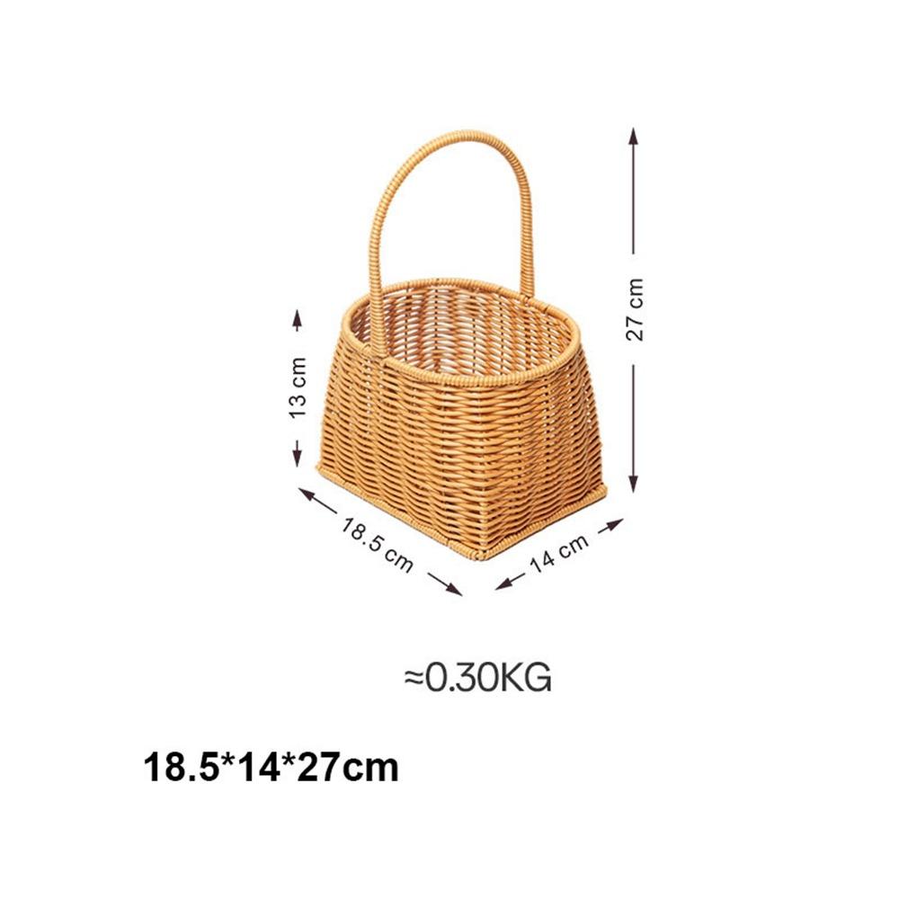 

Portable Imitation Rattan Woven Basket Handwoven Outdoor Picnic Basket Storage Bin 18.5*14*27cm