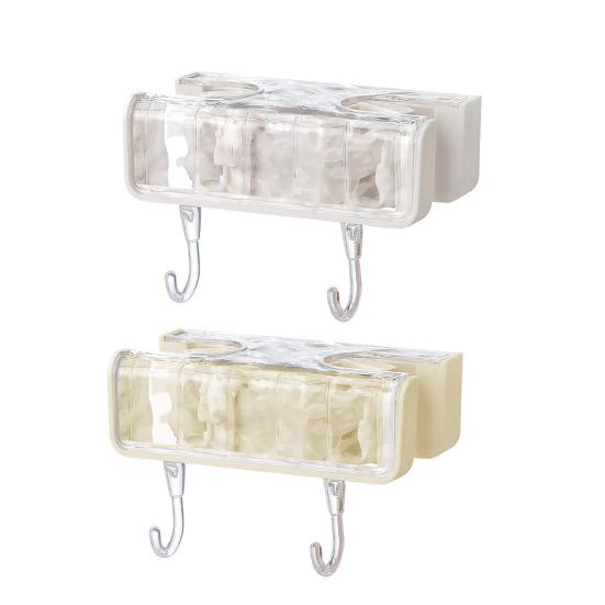 Mop Holder Double-ended Mop Clip Punch-free Broom Rack Space Saving Bathroom Organizer with Hook for Home