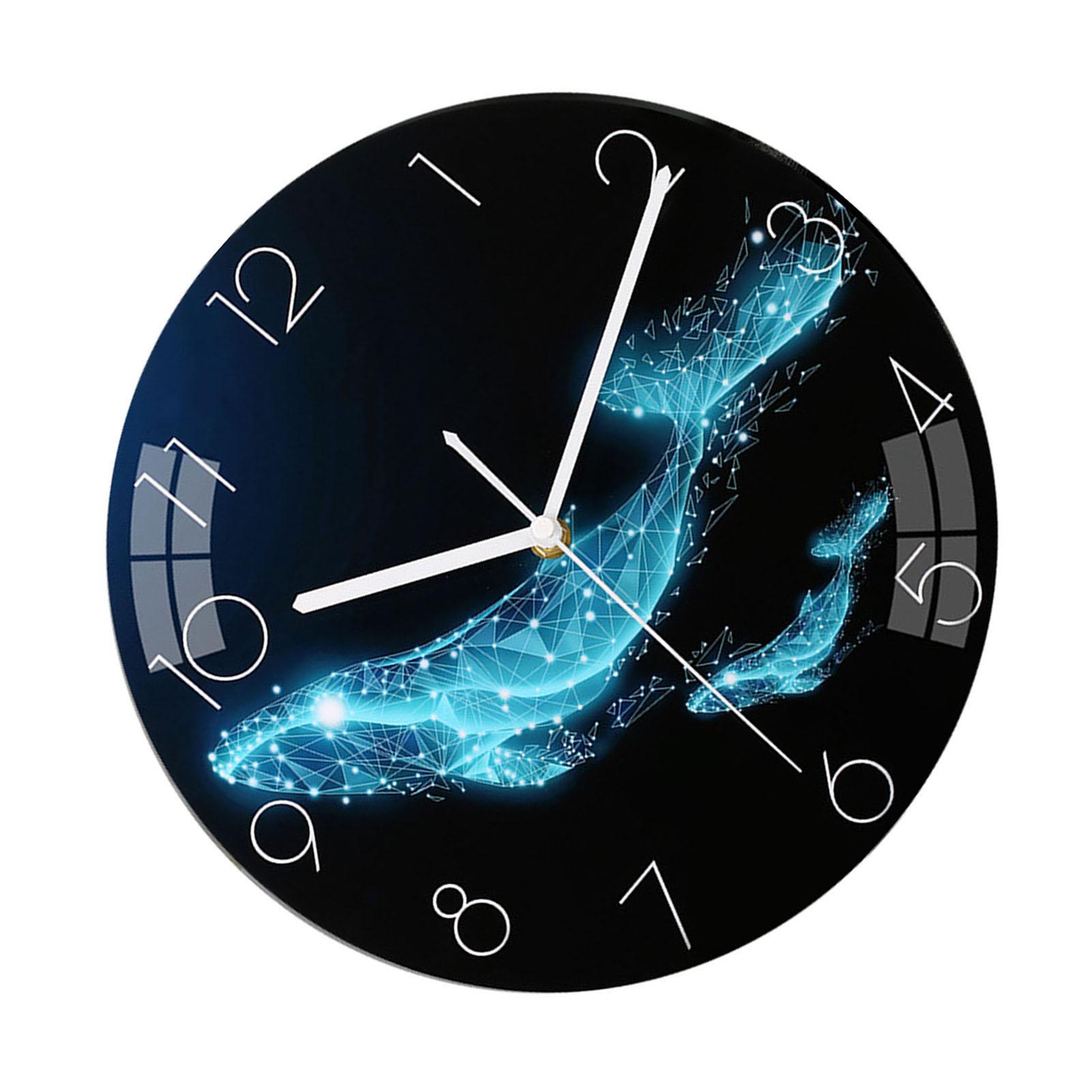 Wall Clock Silent Battery Operated MDF Round Wall Decorative Clock for Living Room Bedroom