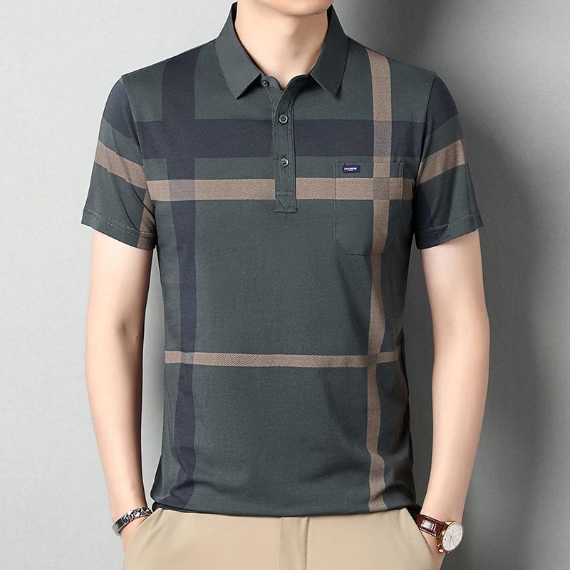 Sommer Neu Gewaschene Baumwolle Echte Tasche T-Shirt POLO-Shirt Kurzarm Empfohlen für Männer