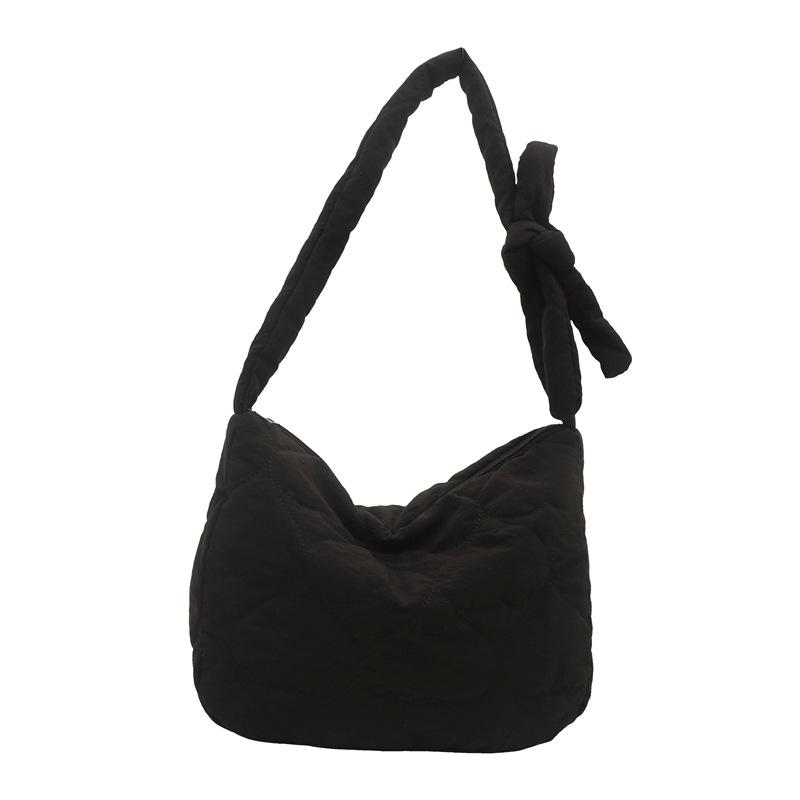 Rhombus embroidery thread cotton clothing bag 2025 autumn and winter new tote bag casual shoulder bag large capacity messenger bag