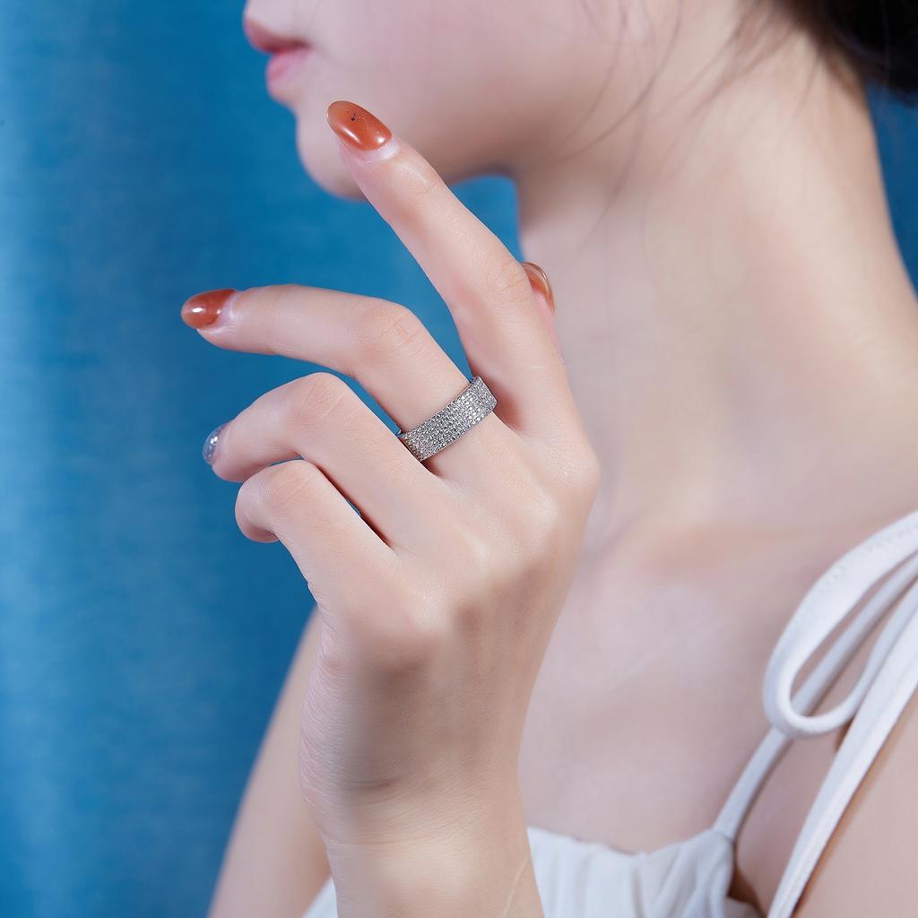 5 Reihen Ringe Damen Leichter Luxus Premium S925 Silber Moissanite Ring