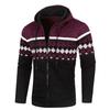 Men's Ethnic Style Hooded Knit Cardigan: Casual, Loose, Slim-Fit, Thin Fleece Sweater with Printed Design