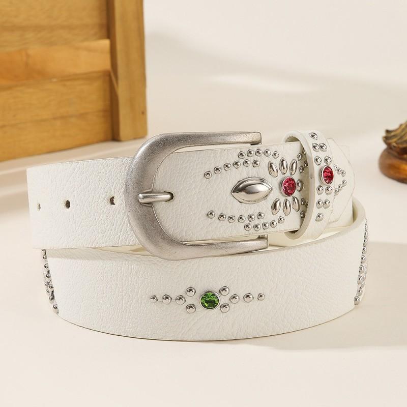 Rivet Bat Faux Leather Belt Punk Style Waistband Women Slimming Fashion Accessory