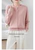 Women's 100% Wool Loose Knit Cardigan - Solid Color, Round Neck, Long Sleeve, Machine Washable Versatile Top