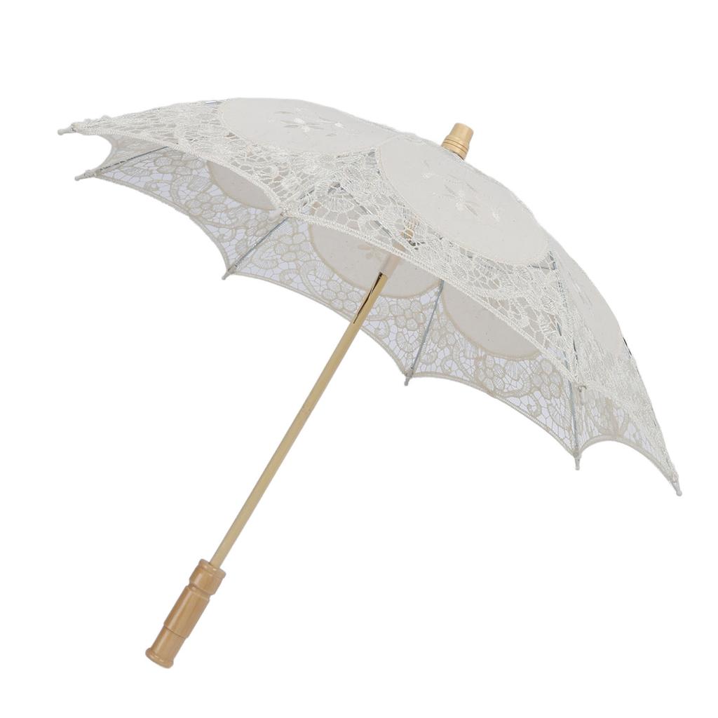 Spets Parasoll Paraply Bröllop Brud Spets Paraply Dekorativ Broderi Blomma Paraply för