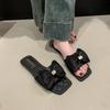 Large Size Flat-bottomed Slippers Women's Summer New Bow Versatile Fashion Drag Outer Wear Women's Drag Tide