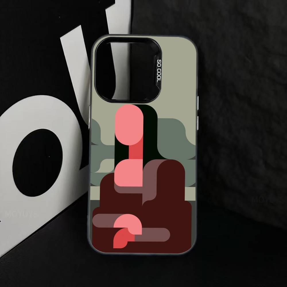 Minimal Bauhaus Pattern Phone Case For iPhone 17,16,15,14,13,12,11 Plus,Pro Max,XS,Colorful Silver Black Cover