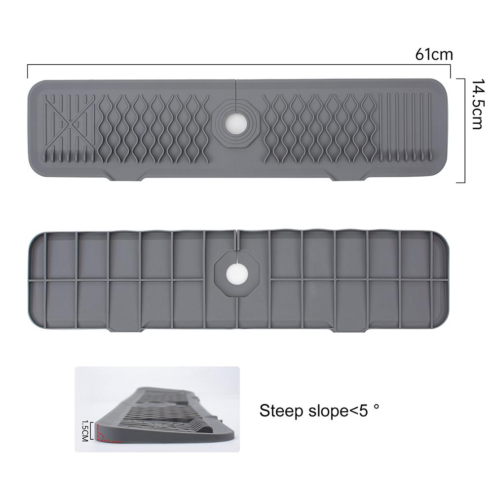 Silicone Faucet Absorbent Mat Portable Adjustable Water Splash Catcher Mat Thickened Splash Proof for Bathroom Kitchen