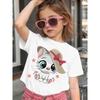 Europäische Größen Kinder Sommer Kurzarm T-Shirt, Cartoon Print Oberteil für Mädchen, Mit süßem Design, Geeignet für Ausflüge und den Alltag