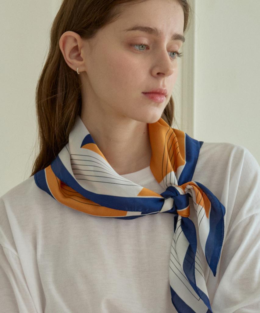 HEALIOTE Neo Structured Silk Scarf_Navy