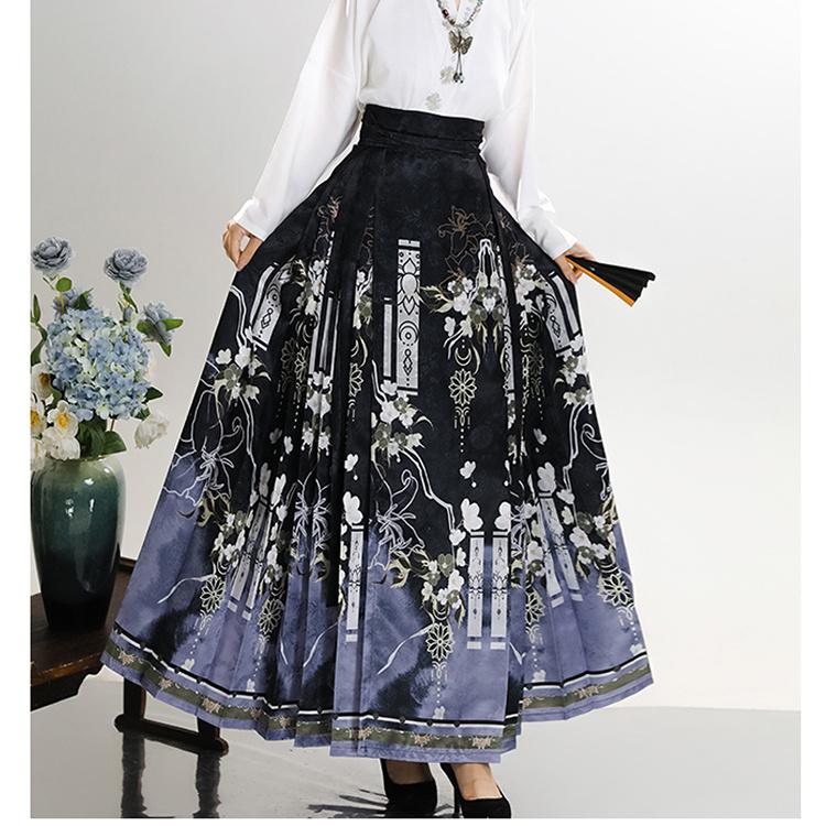 Summer Girls Series Hanfu Chinese Ming Dynasty Style Daily Horse-face Skirt Women's Dress Set