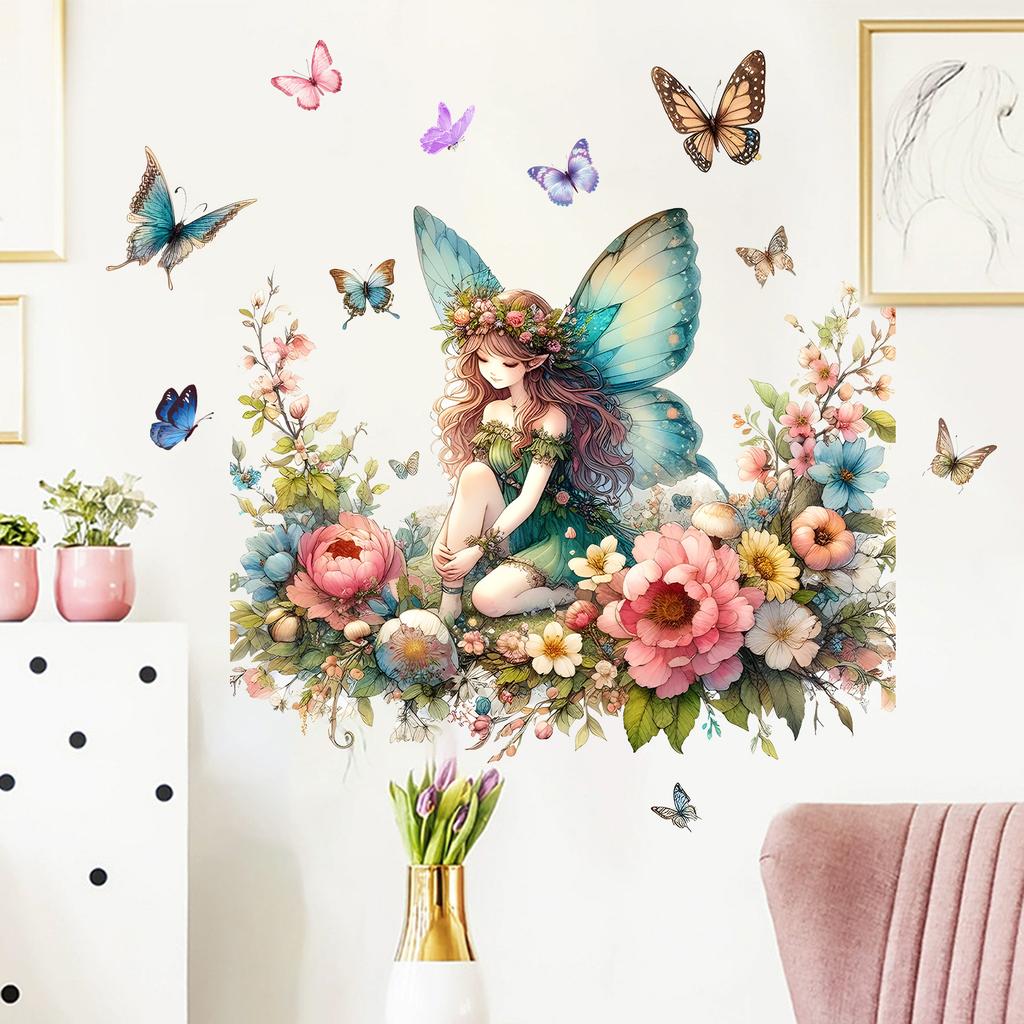 Elf and Flower Butterfly Theme Bedroom Living Room Children's Room Stickers