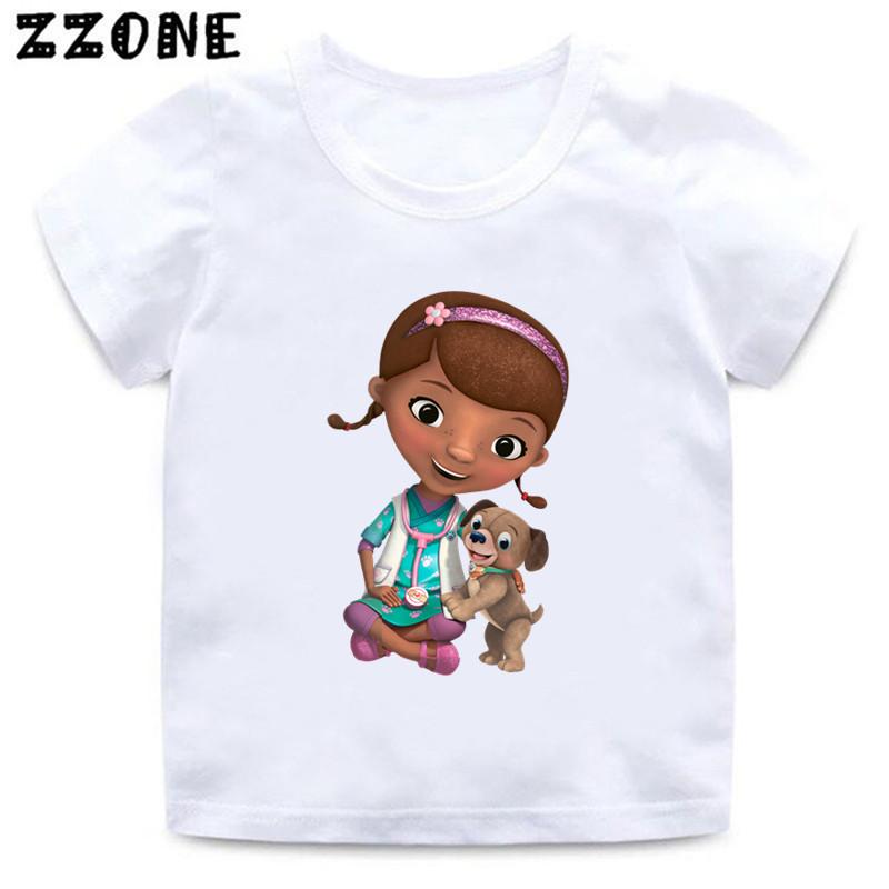 Doc McStuffins Clinic Girl Cartoon Kids Funny TShirts Cute Girls Clothes Baby Boys T shirt Summer White Children Topsooo5460