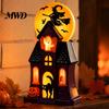 Outdoor Halloween Yard Displays Haunted House Blow Mold Light, Vintage Pre-Lit Mansion Decor with Glowing Witch Spooky Atmosphere Party Lights