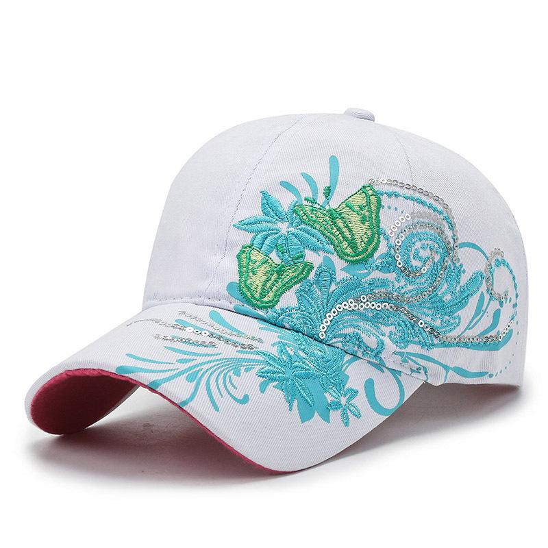 Spring and summer outdoor travel cap universal dome baseball cap embroidered floral decoration sunshade sun protection cap