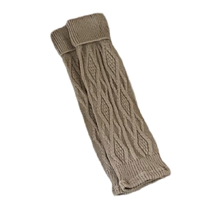 Korean Turn Cuff Leg Warmers for Women Cable Knit Stretchy Footless Socks Students Solid Color Boot Covers Streetwear
