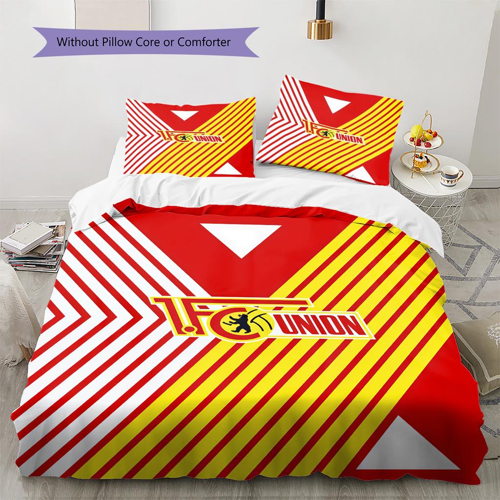 1. FC Union Berlin Pattern Bedding Set Quilt Cover Pillowcase Home Decor Gift (1 * Duvet Cover + 2 * Pillowcase, Without Core)