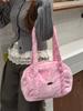 Gentle Light Color Leopard Print Plush Women's Shoulder Bags Lovely Large Capacity Ladies Handbag Casual Female Underarm Bags