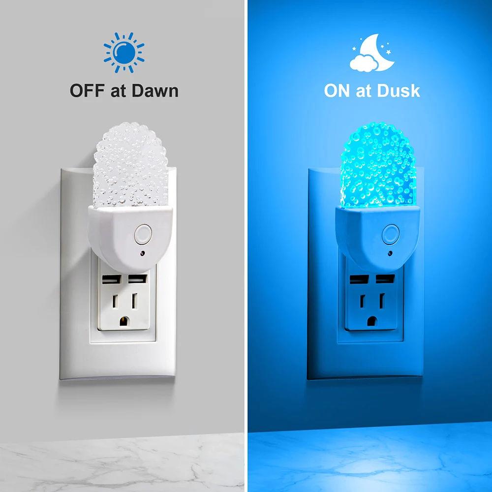 Dynamic Color LED Nightlight Bed Lamp Light Sensor Plug In Acrylic Night Light for Bedroom