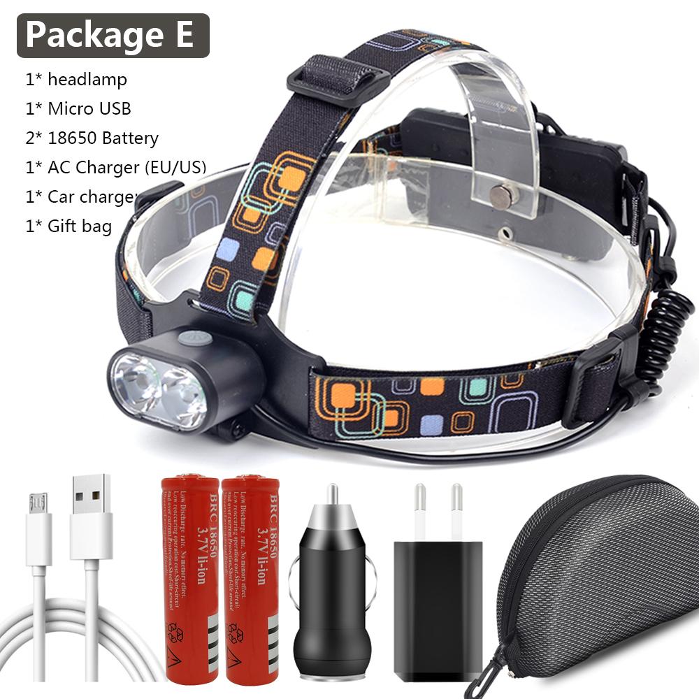 

XM-L T6 Налобный фонарь Фонарик 18650 Батарея Светодиодные лампы Кемпинг/Велоспорт 3 режима Package E