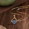 S925 Sterling Silver Mountain & Sea Oath Necklace Pair - Original Chinese Style Clavicle Chain for Couples with Ancient Style Pendant