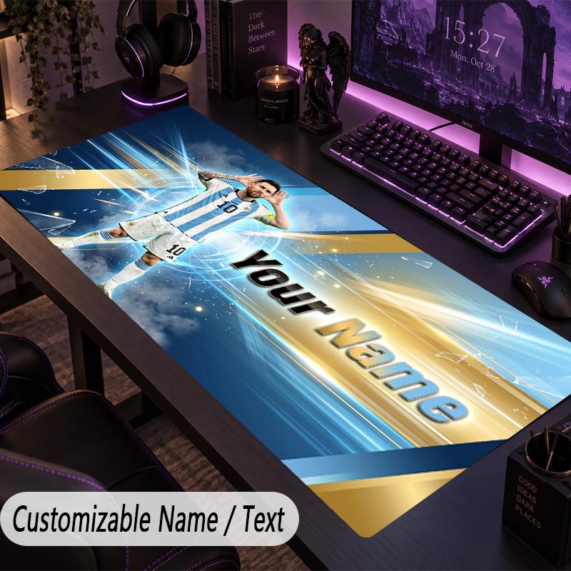 Großes Mauspadd Lionel Messi Benutzerdefinierter Name Text Personalisierte Schreibtischunterlage Rutschfestes Gaming-Pad