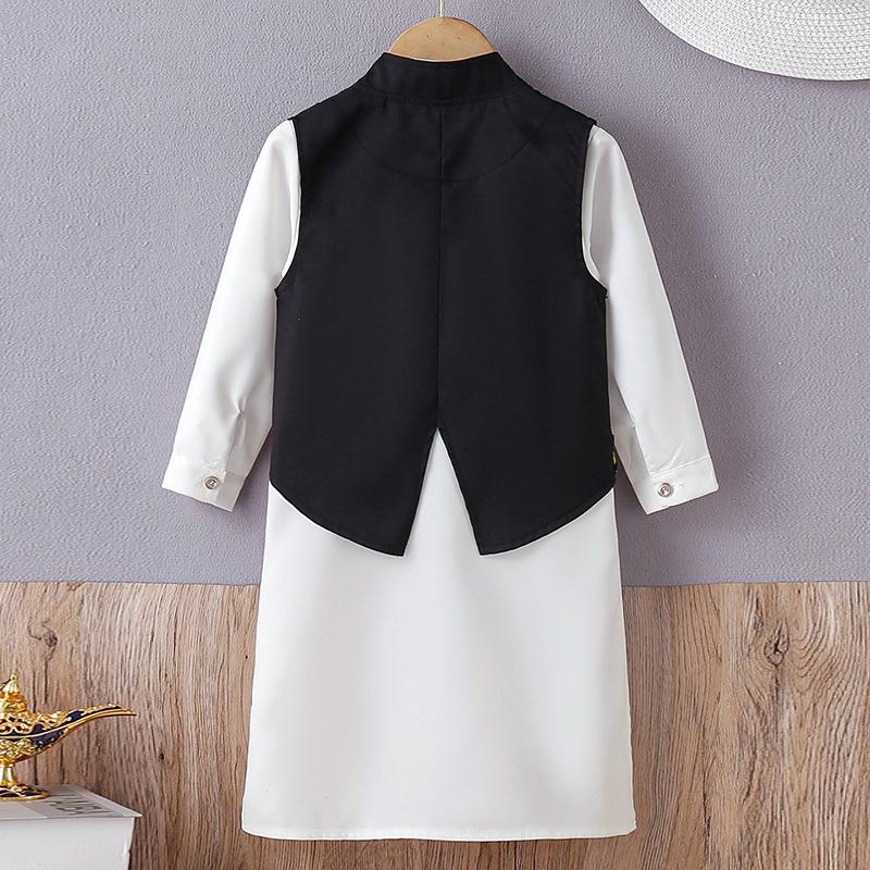 In-Stock Arabic Style Embroidered Vest Robe Set for Middle Eastern Teens & Boys