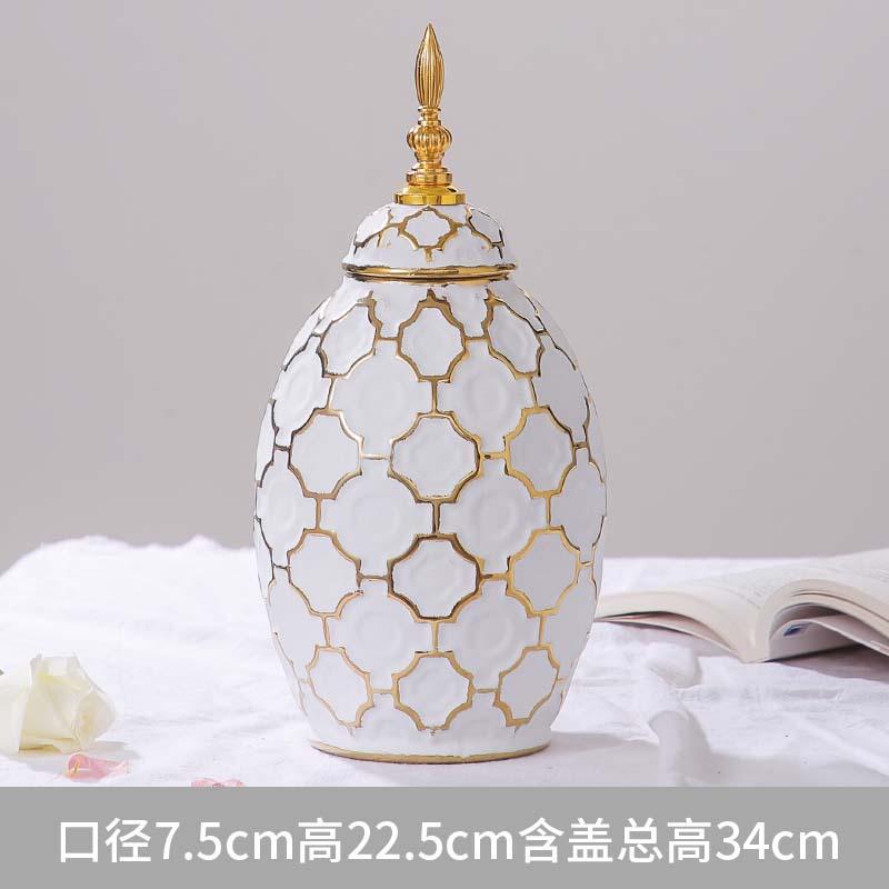 ceramic white golden vase decor Modern Home Living Room Dining Table Storage General Jars floral decoration white porcelain vase