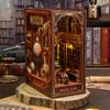 Retro DIY Wooden Book Nook Figurines Miniatures Kits Century Museum Bookshelf Home Bookend Decoration For Adult Handmade Gifts