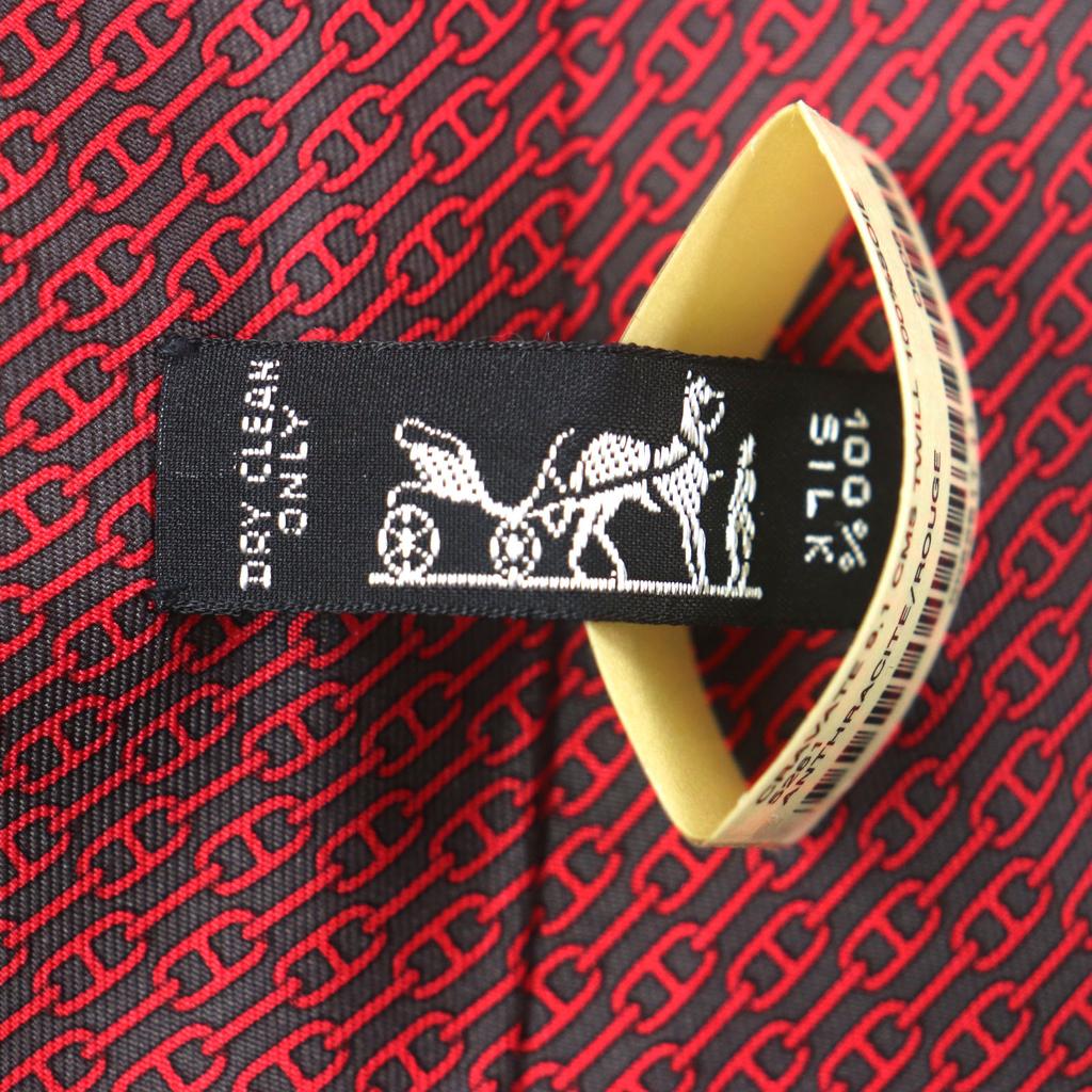 Pristine HERMES Tie Cravat Chaine d'Ancre Pattern Silk Mens 5261 Used