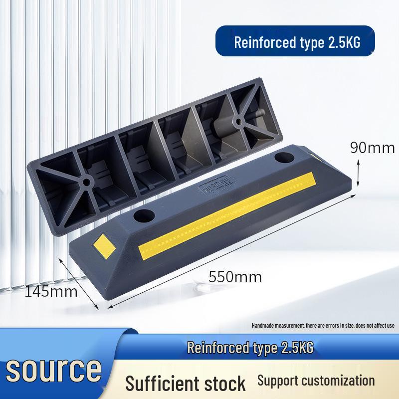 Rubber Plastic Wheel Stopper with Nails - Parking Lot & Garage Positioner