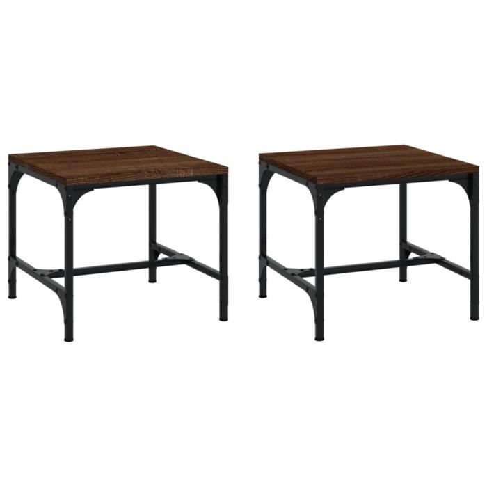 819411 vidaXL Side Tables 2 Pcs Brown Oak 40x40x35 Cm Engineered Wood