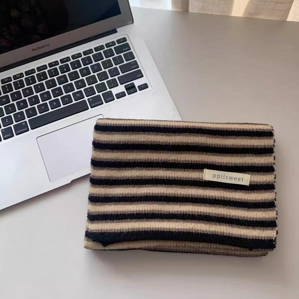 Soft Texture Warm Winter Scarf Knitted Fabric Stripe Scarf Warm Couple Scarf  Outdoor Wear