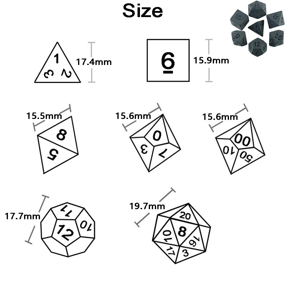 Deep Black Dice D4, D6, D8, D10, D12, D20 10PCS Plastic for Board Game Entertainment