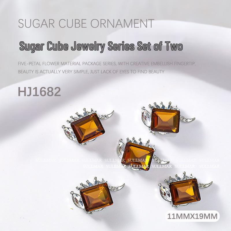 

Rectangle Diamond Inlaid Metal Nail Art Accessories - Super Shiny Sugar Cubes (2 Pcs)