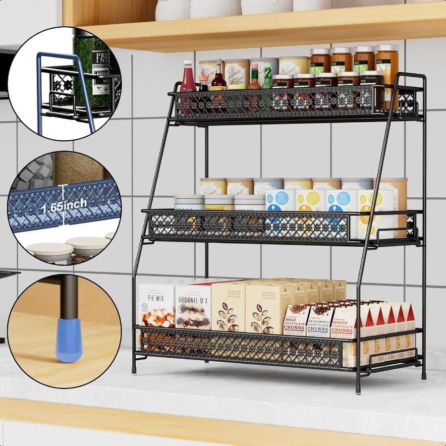 Spice Rack Organizer for Cabinet Bathroom Organizer Countertop Bathroom Counter Organizer Kitchen Countertop Organizer Bathroom