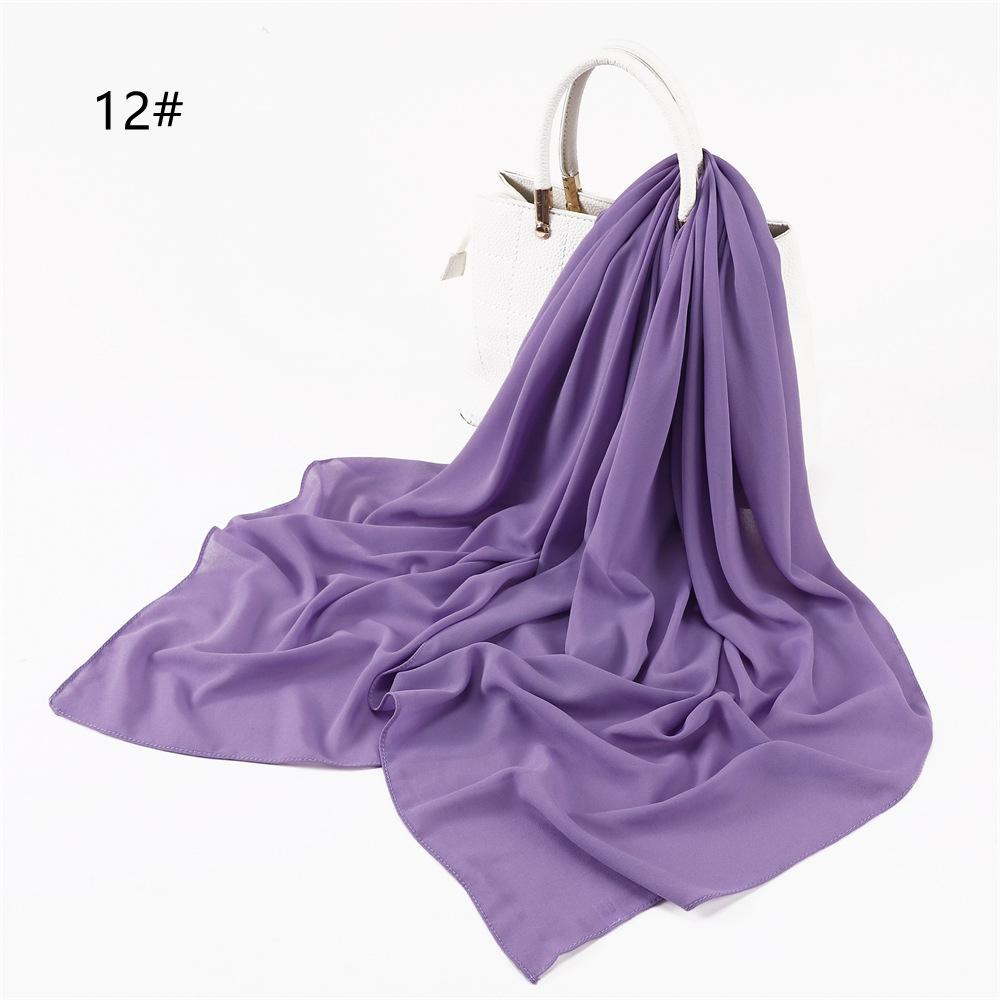 110*110CM Square Pearl Chiffon Hijabs Scarf Plain Solid Color Headwraps Muslim Women's Khimar Headscarf 45 Colors