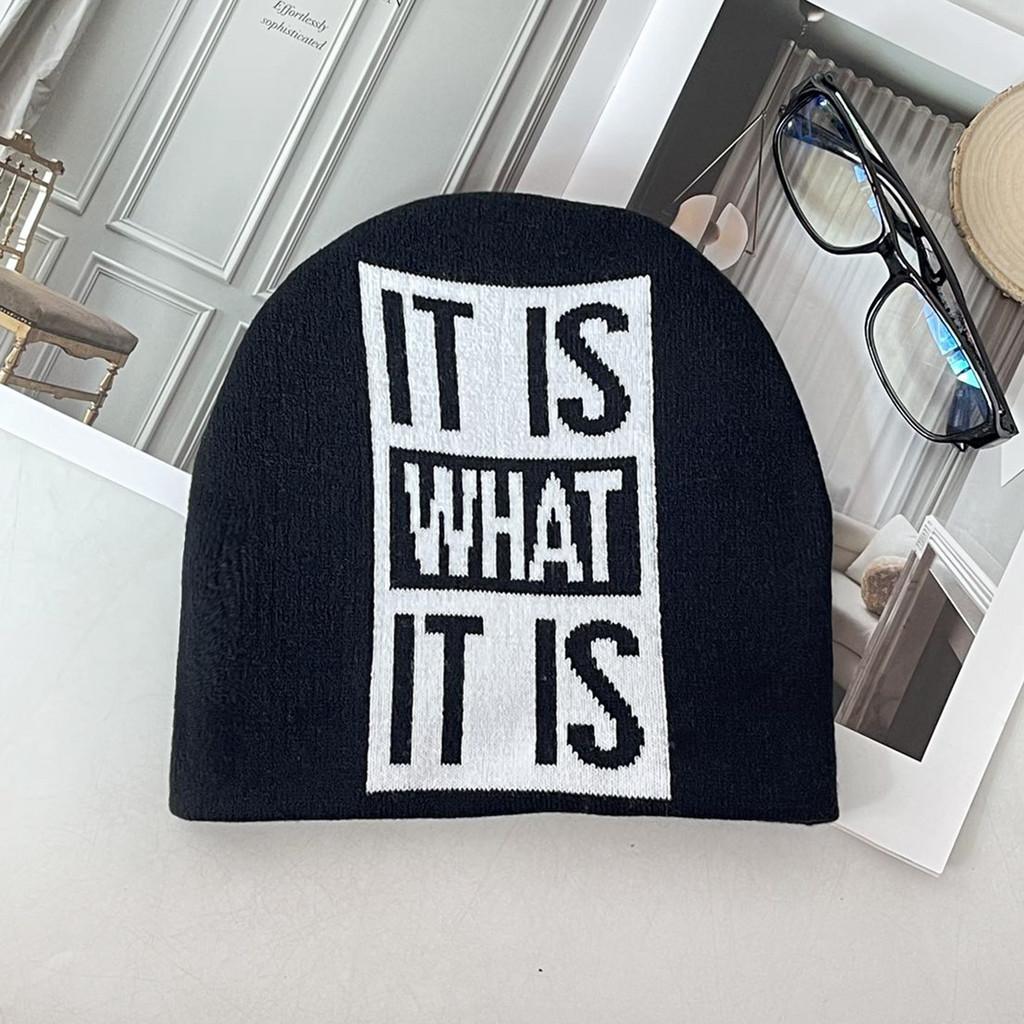 Knitted Hat For Winter With Warmth And Letter Design For Casual Outdoor Wear
