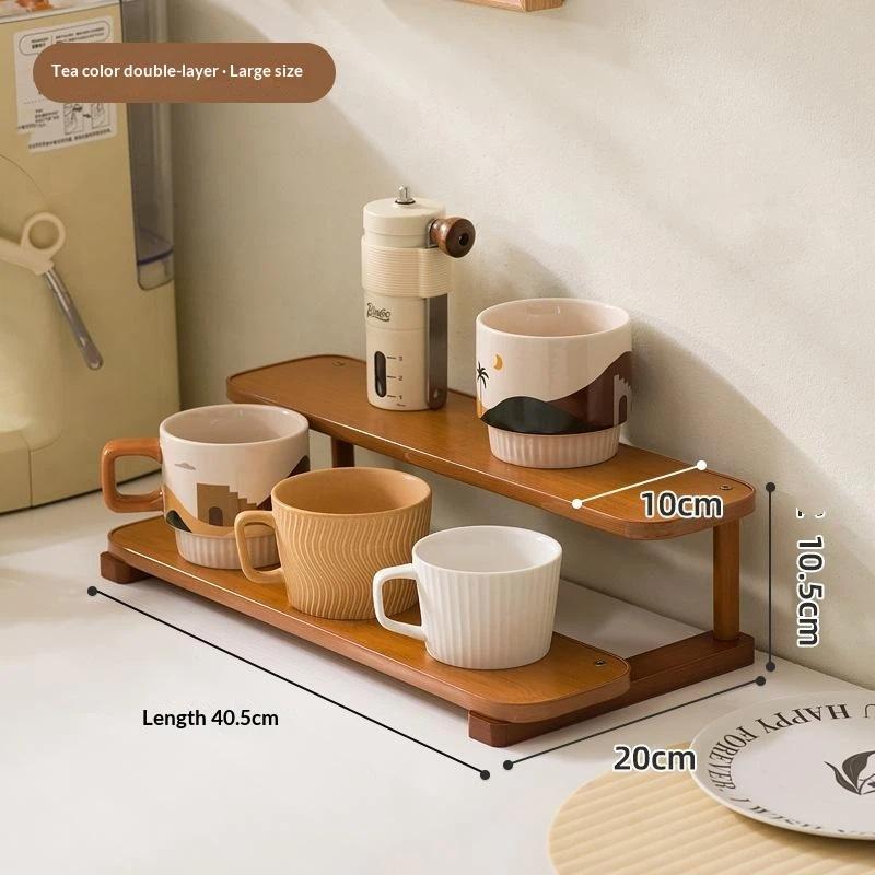 Wooden Desktop Storage Shelf 2/3 Tier Sturdy Frame Large Capacity for Skincare Stationery Home Office Desk Organizer