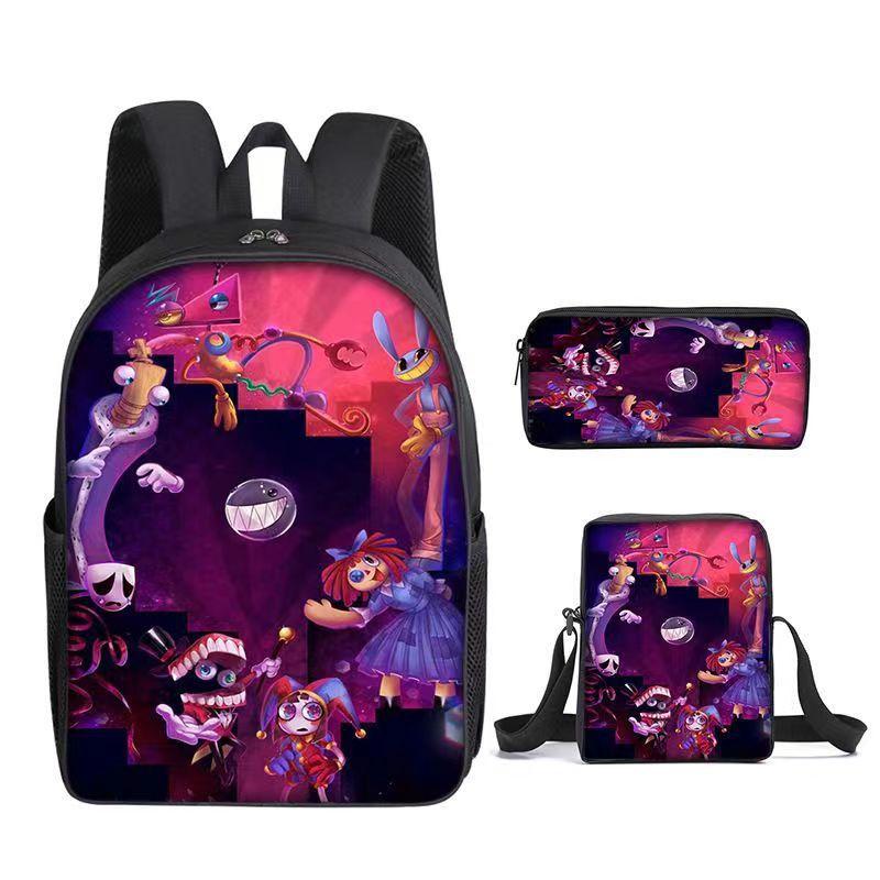 DER ERSTAUNLICHE DIGITALE ZIRKUS Rucksack-Set aus 3 Stück Großer Schulrucksack Reise-Tagesrucksack für Kinder Jugendliche Erwachsene