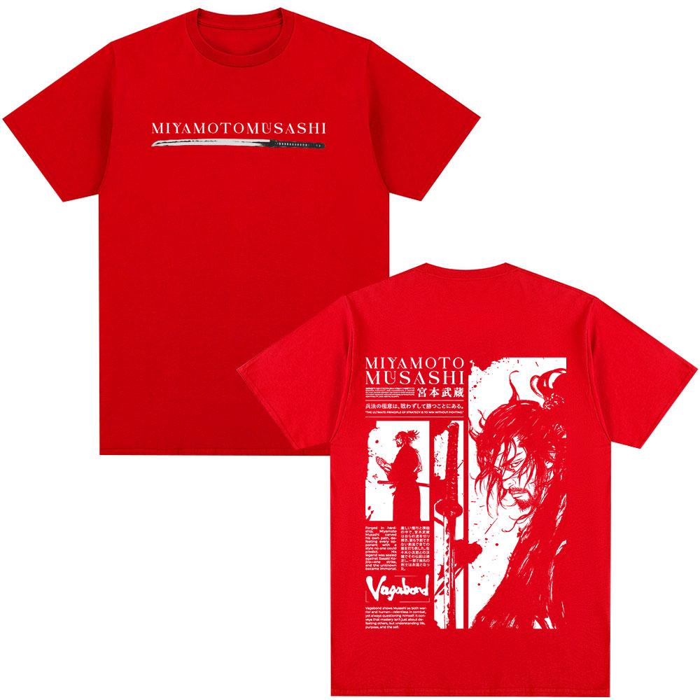 Anime Vagabond Miyamoto Musashi Unisexga T-shirts Unisex Women Clothing Casual 100% Cotton Short Sleeve Oversized T Shirts Streetwear S