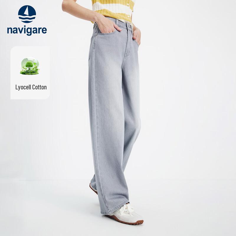 Navigare Women s Spring Elastic High-Waist Wide-Leg Pants L