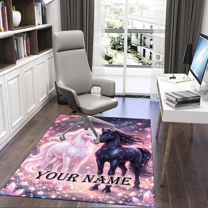 1PC Custom Name "Unicorn Fantasy Night Sky" Theme Floor Mat Ideal for Living Room, Game Rooms, Office, Bedroom,Floor Mat Playful Design
