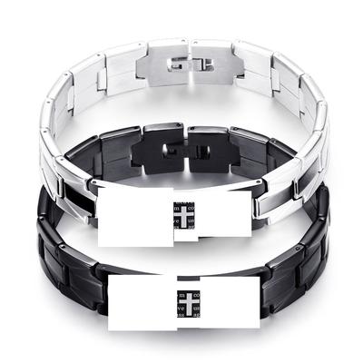 Einfaches Armband, geometrisches Kreuz, Herrenarmband, Schwarz-Weiß-Uhrenkette, weiblich