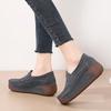 Women Genuine Leather Shoes Platform Flats Loafers Slip On Korean Plus Size 42 Female Vulcanized Shoes Casual Comfort Mom Shoes