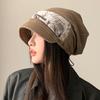 Korean Retro Autumn and Winter Hat for Women with Big Head Circumference Showing Face Small Knitted Loose Wool Hat Casual and Versatile Bag Head Hat