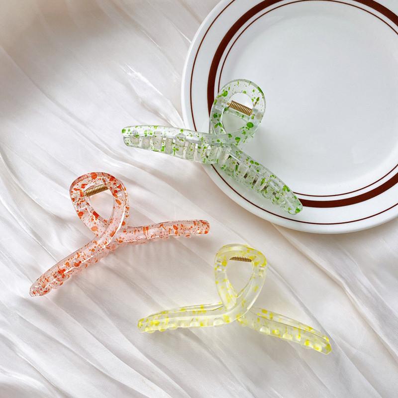 Oversized Korean Candy Color Hair Claw Clip With Polka Dots For Elegant Styling